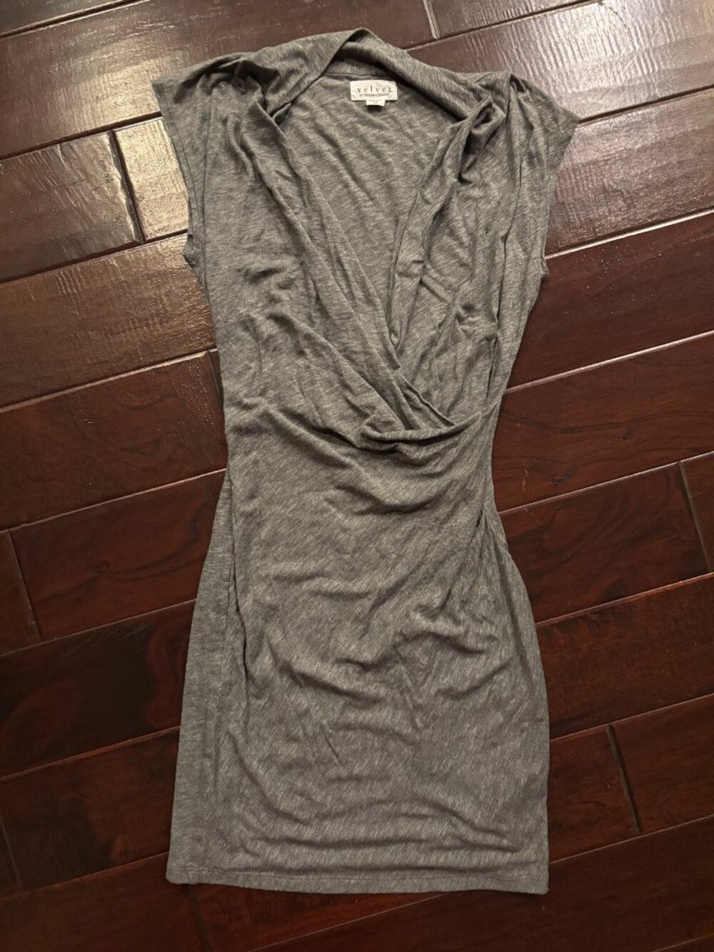 Velvet By Graham & Spencer Gray Ruched BodyCon Mini Dress SIze XS